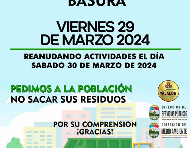 SUSPENSIÓN DEL SERVICIO DE RECOLECCION DE BASURA